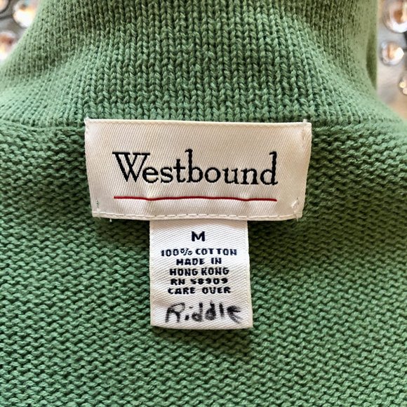 Classic 90s Pea Green Cotton Jacket - Size Women's M - Picture 2 of 7